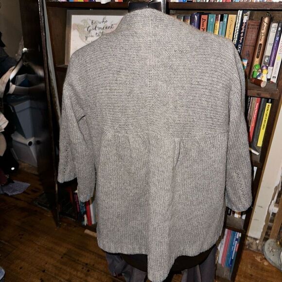 Sundance gray wool blend drape front M cozy cardigan - Picture 2 of 3